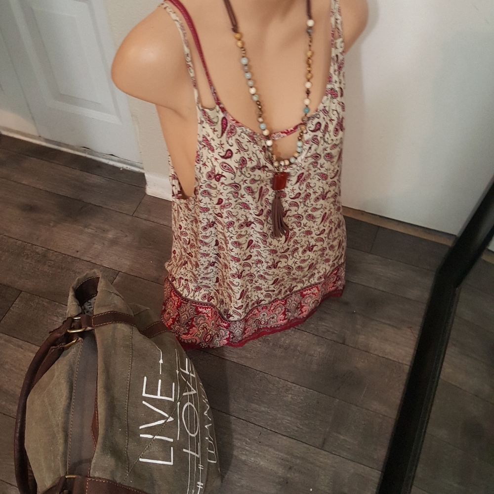 SALE TODAY NWT Wow Now OS Bo Ho Paisley Tunic Tank - Picture 3 of 8
